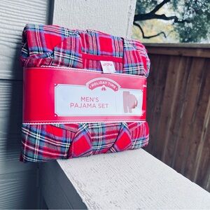 Holiday Time Men's Red and Blue Plaid Pajama Set